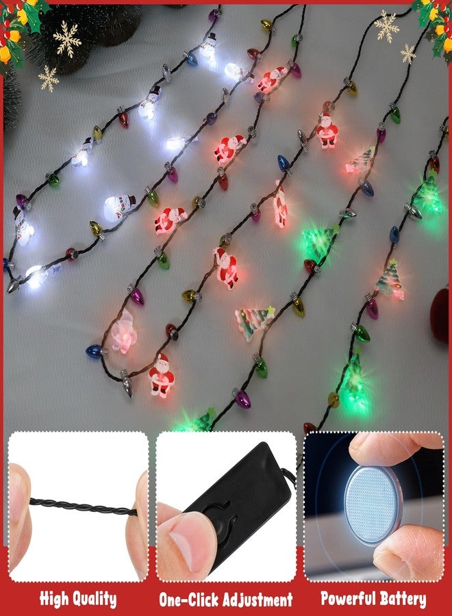 Traplace 3PCS Light Up Christmas Necklace, 3 Glow Modes Multicolor Xmas Accessories, 3 Kinds of Party Favors, Santa Claus Snowman Tree Designs, Xmas Light Decorations for Ugly Sweater Festive Party Supplies - Image 3